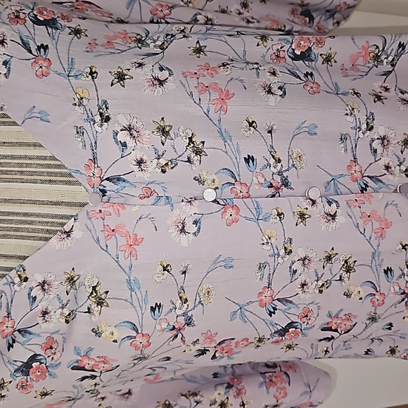 DYLAN RYAN Women Floral Tie Front Blouse Top Tunic Size M Botton Down - Picture 3 of 14